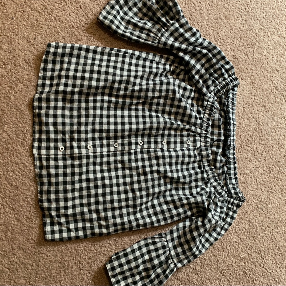 Off shoulder plaid top